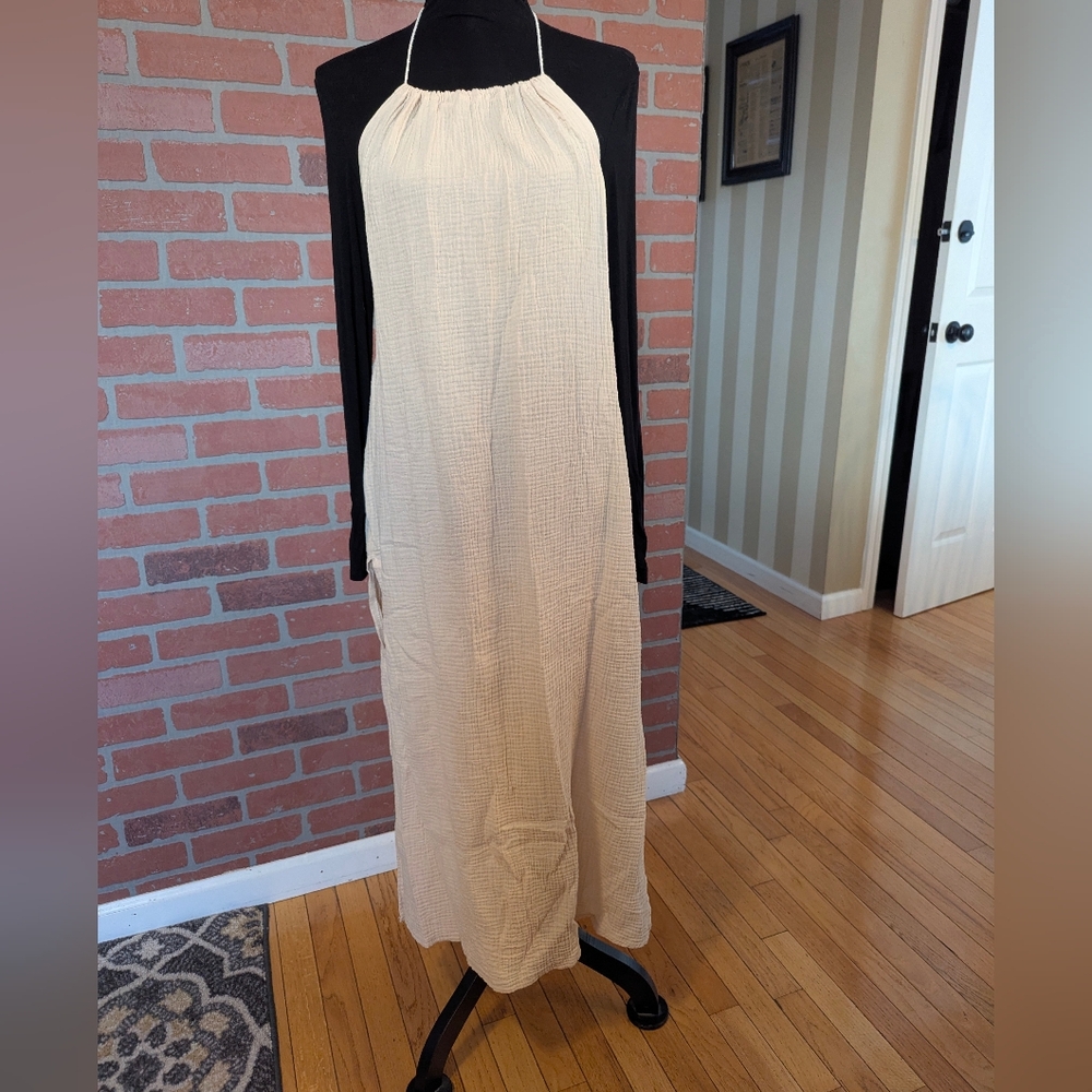 Shein Cream Halter Maxi Dress Sz S Sz 6